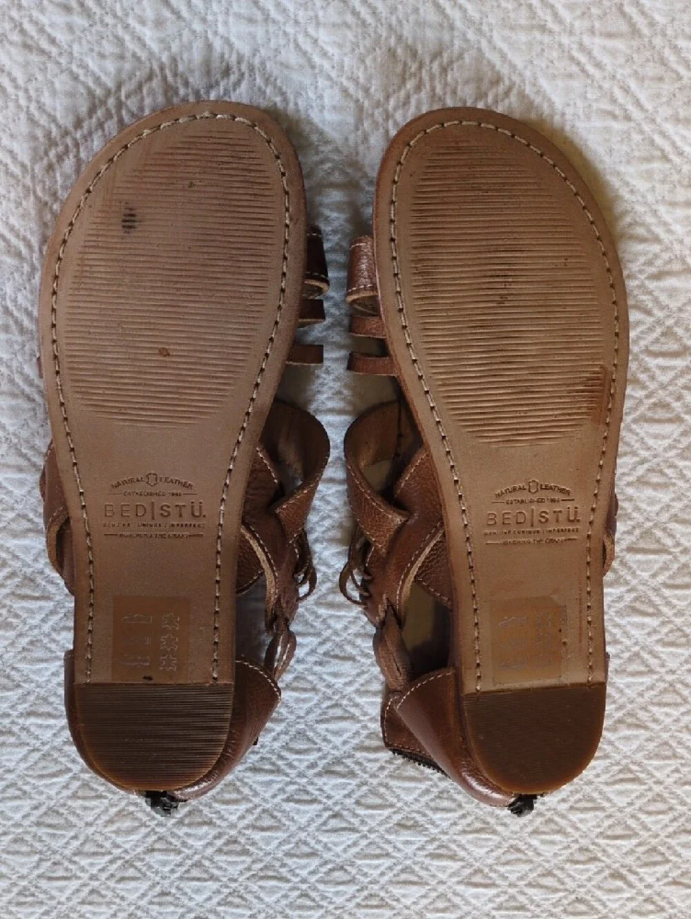 BED|STU Cara Brown Leather Strappy Gladiator Sandals Size 7.5 - Picture 5 of 12